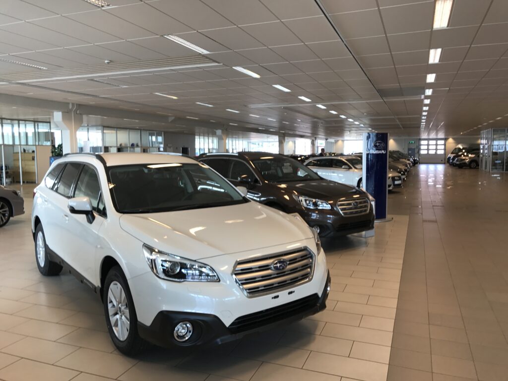 Interior of a car showroom
